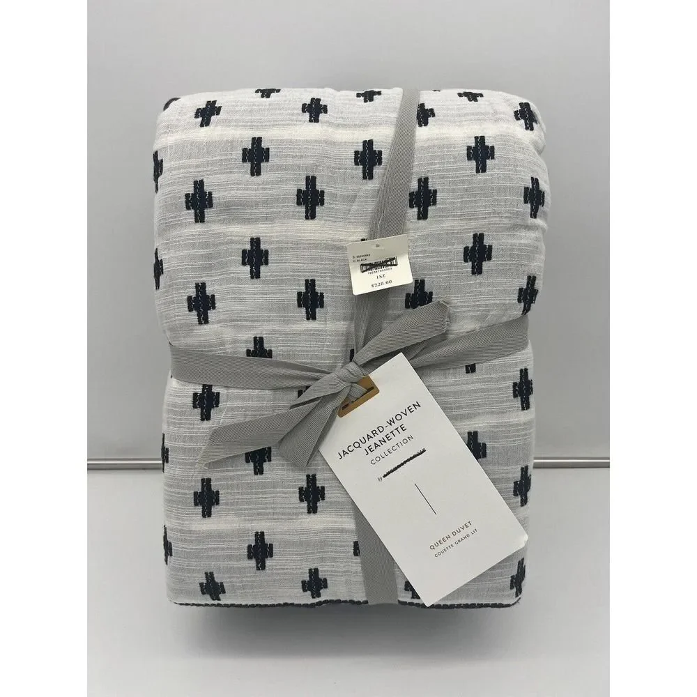 Anthropologie Jacquard-Woven Jeanette Duvet Cover Queen Size New in Package